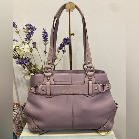 Coach Penelope Lavender Leather Satchel Turnlock Shoulder Bag Style 13236 - Picture 3 of 8